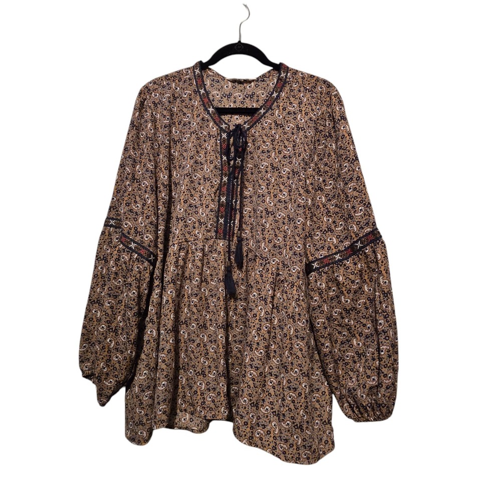 Alchemy Thread Paisley Blouse Womens XXL  Renaissance Peasant Cottage Fairy Boho